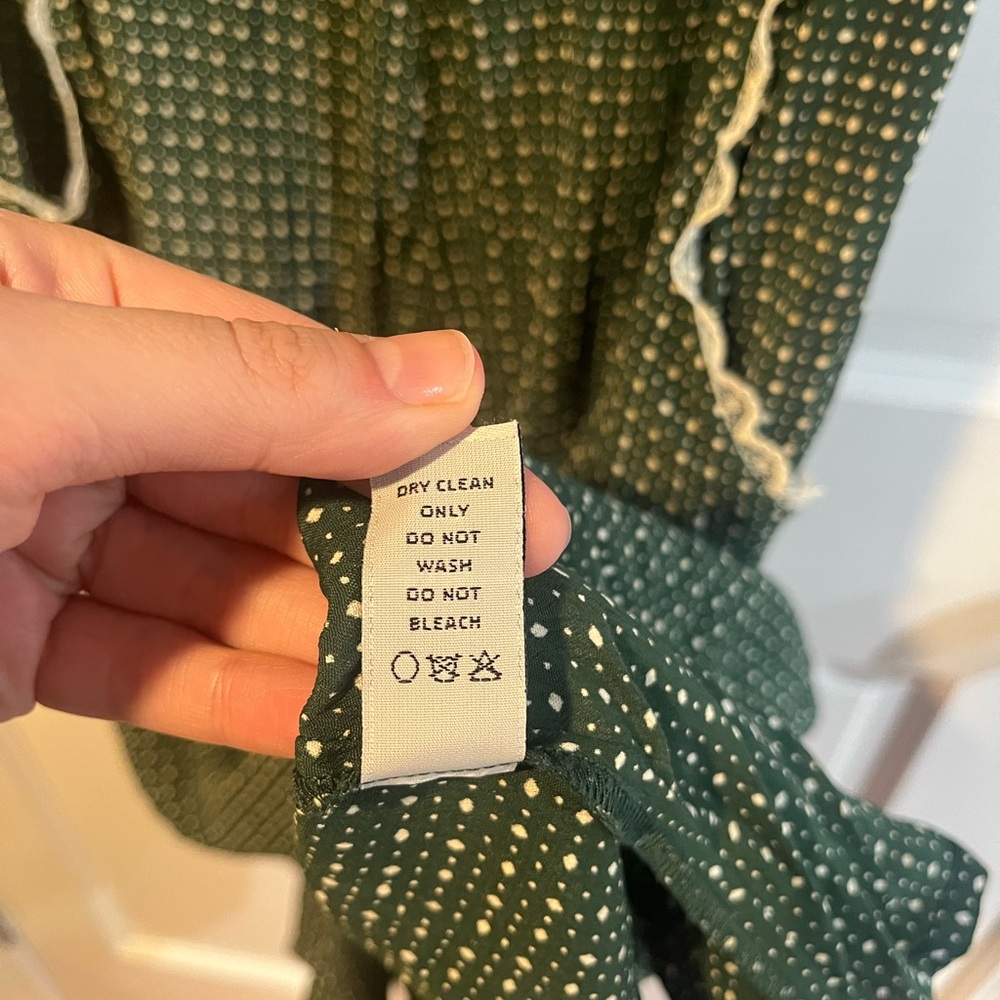 Christy Dawn Green Dot Lace-Trim Cotton Dress - Picture 10 of 11